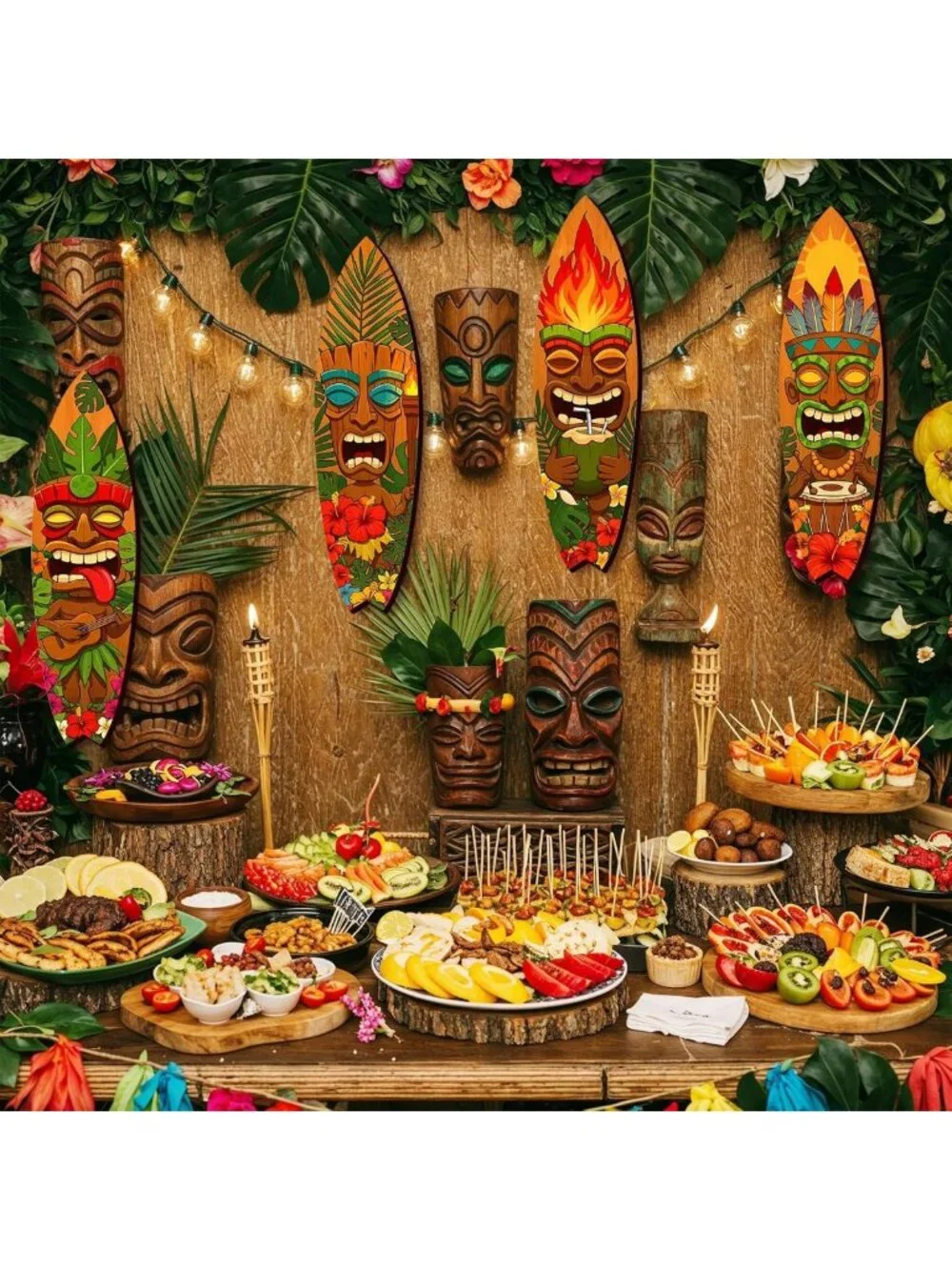 Rustic Surfboard Wall Decor Set of 4, Funny Tiki Bar Party Sign, Farmhouse Art